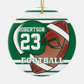 ダークグリーンとホワイトスポーツのサッカー セラミックオーナメント (正面)