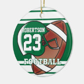 ダークグリーンとホワイトスポーツのサッカー セラミックオーナメント (左)
