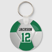 ダークグリーンとホワイトチームのサッカー⚽ボール キーホルダー (正面)