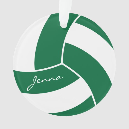ダークグリーンとホワイトバレーボール4 | DIY名 オーナメント (正面)