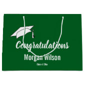 ダークグリーンとホワイト大学院生おめでとうございます ラージペーパーバッグ (正面)