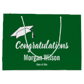 ダークグリーンとホワイト大学院生おめでとうございます ラージペーパーバッグ (裏面)