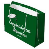 ダークグリーンとホワイト大学院生おめでとうございます ラージペーパーバッグ (裏面アングル)