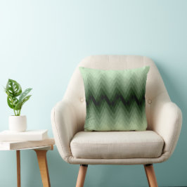 ダークグリーンとミントのジグザグ。装飾用クッション クッション