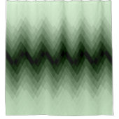 ダークグリーンとミントのジグザグ。装飾用クッション シャワーカーテン (正面)