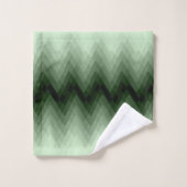 ダークグリーンとミントのジグザグ。装飾用クッション バスタオルセット (ウォッシュタオル)