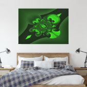 ダークグリーンとライムスパイラル波キャンバス印刷 キャンバスプリント (インサイチュ (寝室))
