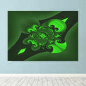 ダークグリーンとライムスパイラル波キャンバス印刷 キャンバスプリント (インサイチュ (ウッドフロア))