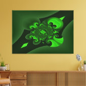 ダークグリーンとライムスパイラル波キャンバス印刷 キャンバスプリント (インサイチュ (リビング))