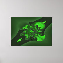 ダークグリーンとライムスパイラル波キャンバス印刷