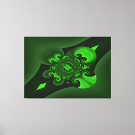 ダークグリーンとライムスパイラル波キャンバス印刷 キャンバスプリント