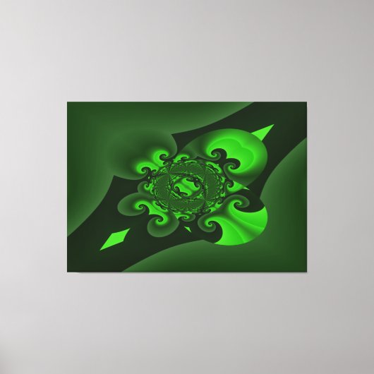 ダークグリーンとライムスパイラル波キャンバス印刷 キャンバスプリント (正面)