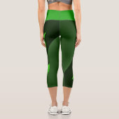 ダークグリーンとライムスパイラル波レギンス カプリレギンス (裏面)