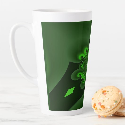 ダークグリーンとライムスパイラル波 カフェラテマグ (インサイチュ)