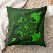 ダークグリーンとライムスパイラル波 クッション (ブランケット)