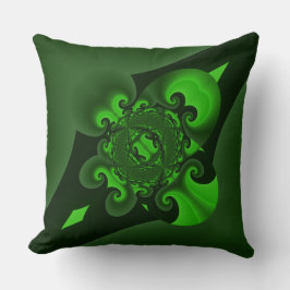 ダークグリーンとライムスパイラル波 クッション