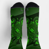 ダークグリーンとライムスパイラル波 ソックス (上部)