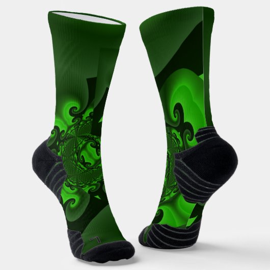 ダークグリーンとライムスパイラル波 ソックス (傾斜あり)