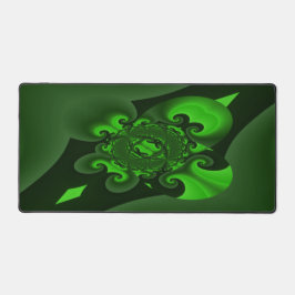 ダークグリーンとライムスパイラル波 デスクマット