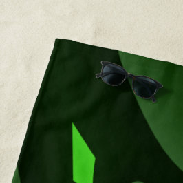 ダークグリーンとライムスパイラル波 ビーチタオル