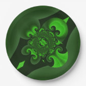 ダークグリーンとライムスパイラル波 ペーパープレート (正面)