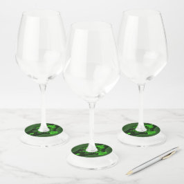 ダークグリーンとライムスパイラル波 ワイングラスタグ