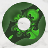 ダークグリーンとライムスパイラル波 ワイングラスタグ (正面)