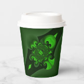 ダークグリーンとライムスパイラル波 紙コップ (正面)
