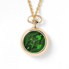 ダークグリーンとライムスパイラル波 腕時計