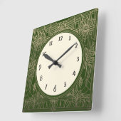 ダークグリーンと金ゴールドの正方形アールデコ時計 スクエア壁時計 (傾斜)