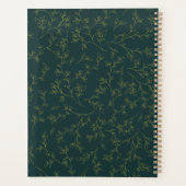 ダークグリーンにゴールドのラインアートで描いた植物の蔓の模様 プランナー手帳 (裏面)