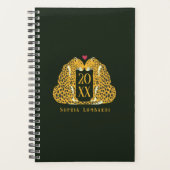 ダークグリーンにシックなヒョウの愛 プランナー手帳 (正面)