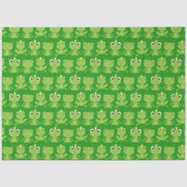 ダークグリーンのかわいいカエル柄 薄葉紙