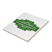 ダークグリーンのアールデコ太陽エレメント タイル (側面)