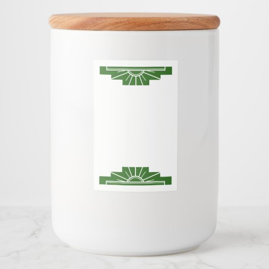 ダークグリーンのアールデコ太陽エレメント フードラベル (正面)