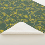 ダークグリーンのイエローレモンスケッチ シェルパブランケット (3/4)