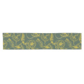 ダークグリーンのイエローレモンスケッチ ショートテーブルランナー (横)