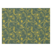 ダークグリーンのイエローレモンスケッチ テーブルクロス (正面(横))