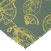 ダークグリーンのイエローレモンスケッチ テーブルクロス (アングル)