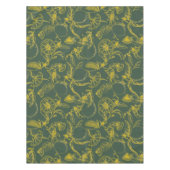 ダークグリーンのイエローレモンスケッチ テーブルクロス (正面)