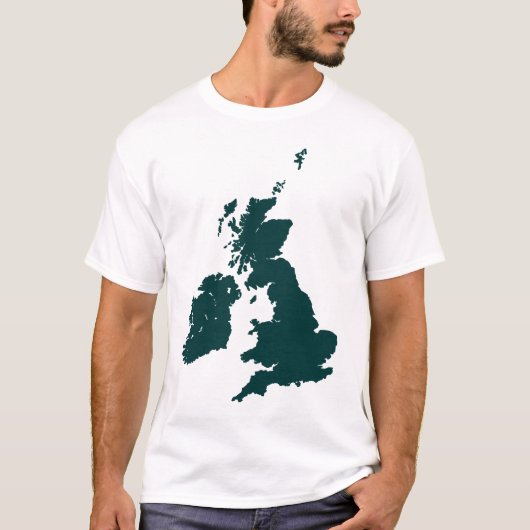 ダークグリーンのイギリス諸島 Tシャツ (正面)
