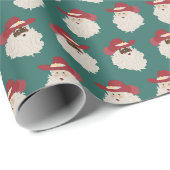 ダークグリーンのカウボーイサンタ ラッピングペーパー (ロールコーナー)