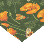 ダークグリーンのカリフォルニアケシと蛾 ショートテーブルランナー (コーナー)