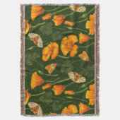 ダークグリーンのカリフォルニアケシと蛾 スローブランケット (正面縦)