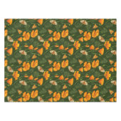 ダークグリーンのカリフォルニアケシと蛾 テーブルクロス (正面(横))