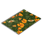 ダークグリーンのカリフォルニアケシと蛾 ノートブック (左側)