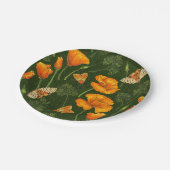 ダークグリーンのカリフォルニアケシと蛾 ペーパープレート (アングル)