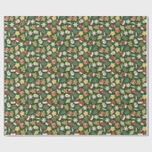 ダークグリーンのクリスマスジンジャーブレッドのクッキーパターン ラッピングペーパー (フラット)