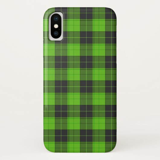 ダークグリーンのシンプルなタータンチェック柄 Case-Mate iPhoneケース (裏面)