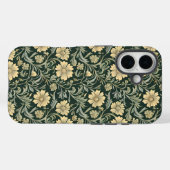 ダークグリーンのスタイリッシュな黄色い花柄 Case-Mate iPhoneケース (裏面 (横))